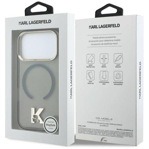 CG MOBILE Karl Lagerfeld IML TĂŞte K Logo Compatible avec MagSafe Coque pour iPhone 17 (Noir)