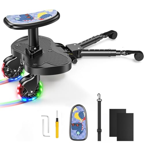 BugyKido Tabla de cochecito universal con ruedas LED y asiento para niños, accesorio para cochecito de bebé de 2 a 6 años (25 kg), para más del 99% de los cochecitos de bebé
