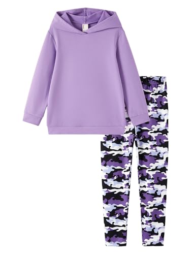 Image of PATPAT Girls 2 Piece Outfits Long Sleeve Hoodie and Leggings Clothing Set Outfits for Girls 4-12Y Fall /Winter Outfits