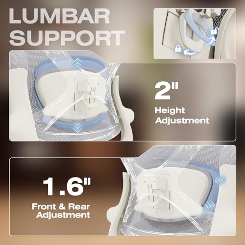 ELABEST X100 Ergonomic Office Chair with Footrest, Big and Tall Home Desk Chair with 5D Flip-Up Arms, Adjustable 3D Lumbar Support,High Back Rolling Computer Chair, Swivel Mesh Chairs (Frosted Dawn)