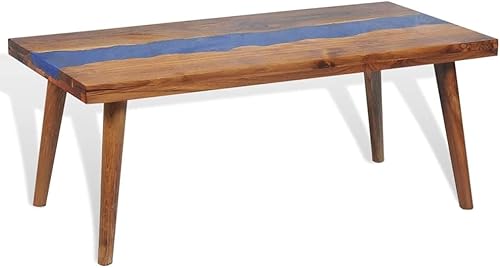 Miniatura 9 de mesa de Centro para sala Mesas de centro Mesa de centro de resina de teca de 39.4 x 19.7 x 15.7 pulgadas, adecuada para salas de estar, balcones,