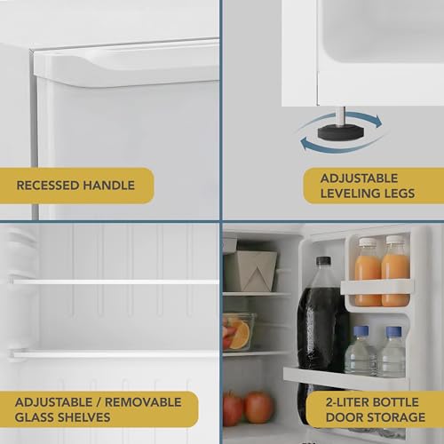 Image of West Bend Mini Fridge Compact Refrigerator for Home Office or Dorm, Auto Defrost with Reversible Door, Energy Star Rated, 1.6-Cu.Ft., White
