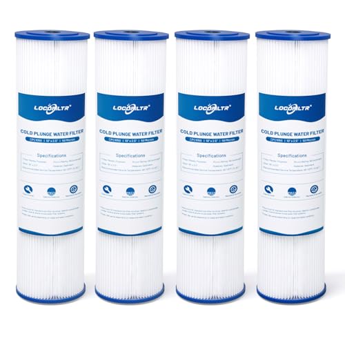 10" x 2.5" Cold Plunge Water Filter Cartridge, 50 Micron Whole House Pleated Sediment Filter Replacement for SPC-25-1050, W50PE, ECP50-10, WPC50-975, PS-27097-50, Ice Bath & Cold Plunge Tubs (4 Pack)