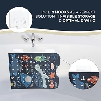 Bath Tub Mat Non Slip Anti Mold for Kids BPA Free INCL Hooks - homerella® Ocean Sea Animals 40x16, Baby Bath Mat Non Slip 200 Suction Cups, Non Toxic Machine Washable Toddler Bath Mat, EU Certified