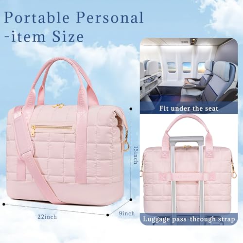 image for Bluboon Travel Tote Bag for Women Puffer Weekender Overnight Bag Duffl