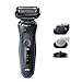 Braun Series 5, Rasoio Elettrico Barba Accessori inclusi, Uso a Secco o Sotto Acqua, con Lame Flessibili, Base di Ricarica, Uso a Secco o Sotto Acqua, Idea Regalo, 50-B4650cs Nero e Blu