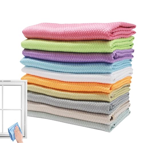 glylo Probable - Paño de limpieza, 10 piezas de paño de limpieza de rayas, toallas de limpieza de escala de microfibra, toallas de cocina reutilizables, para suministros para el hogar