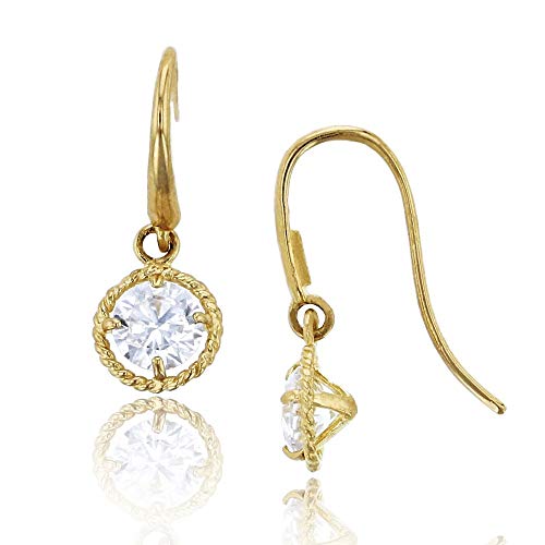 14K Yellow Solid Gold Milgrain 3.75 mm Round Cut Halo