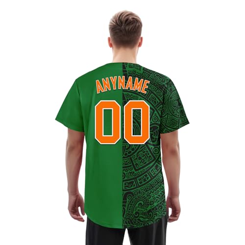 Custom Aztec Print Baseball Jersey, Mexican Cultural Pattern Softball Shirts for Streetwear Athletic miniatura 7