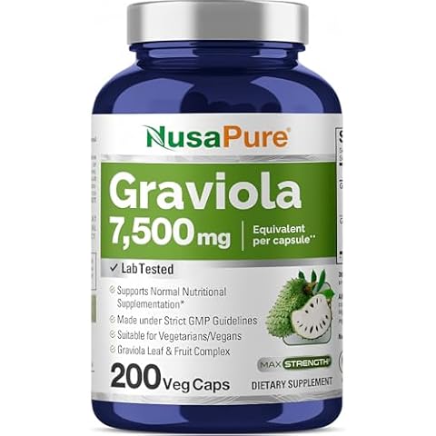 NusaPure Graviola 7,500 mg Equivalent per caps 200 Veggie (Non-GMO, Extract 20:1) Cover