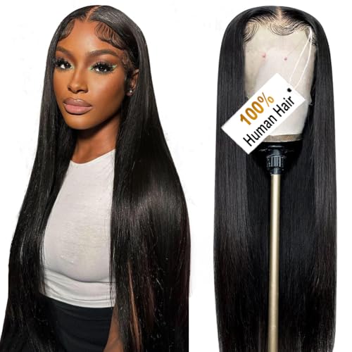 ALI PANDA (2-Year Life, 280g, 250% 13x6 HD Lace Front Wigs, 100% Human Hair, Skinlike HD Straight Lace Frontal Wigs Pre Plucked, (0.1mm Ultra-Thin HD Lace), Free Part 30 Inch