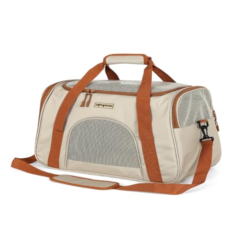 Bolsa de Transporte Up4You para Cães e Gatos – Bege, Leve, Dobrável e Ventilada