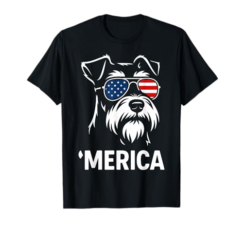 Patriotic Miniature Schnauzer Dog 'Merica 4th of July Funny T-Shirt