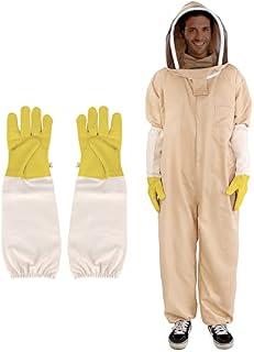 zelaby Bee Suit, Full Body Beekeeping Clothes Gloves Veil Hood Hat Protective Beekeeping Suit Jacket Beekeepers Supplies Equipment AdultXXL