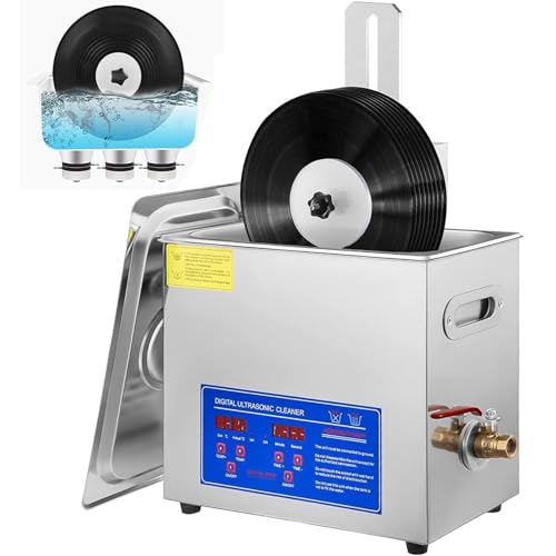 Limpiador ultrasónico, portátil de 6 litros con temporizador digital y calentador, temperatura ajustable para joyas, discos de vinilo