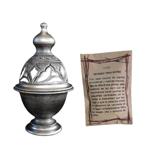 Incensario Artesanal Hecho a Mano diseños - Soporte para Incienso en Grano y de Semana Santa - Bolsa de 50 Gramos de Incienso Tres Reyes (CÁLIZ 2 Plata) | Ya disponible en tu tienda friki favorita! En mundofriki.es!