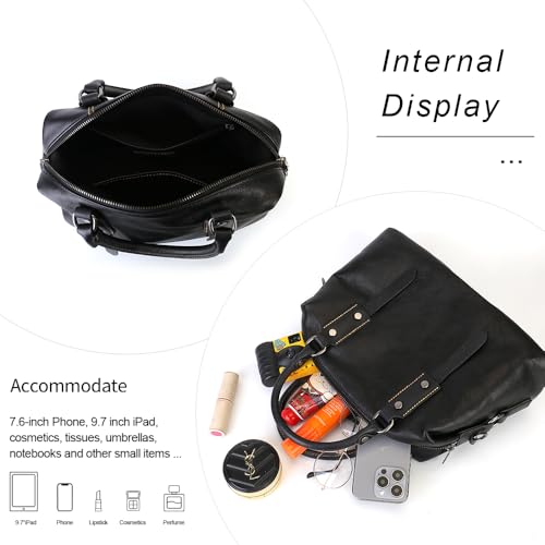 Image of Leather Handbag for Women, Genuine Leather Purses Retro Mandela Crossbody Handbag Tote Bag