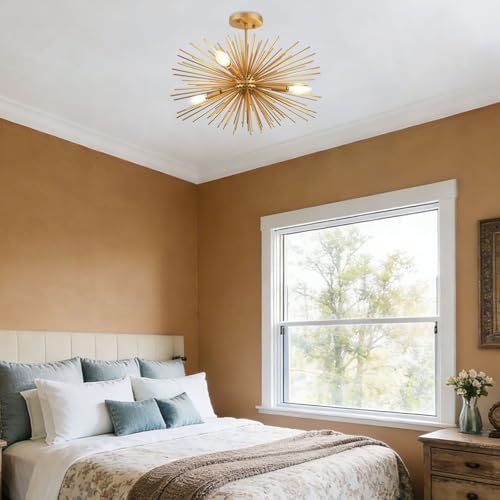 ZIRALIO 20in 4-Light Gold Sputnik Chandelier Ceiling Light Fixture by ZIRALIO - Used condition - Image 7