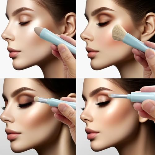 Jaasuee Pincel de maquiagem multitarefa 4 em 1 - ferramenta aplicadora - ferramenta de beleza vegana