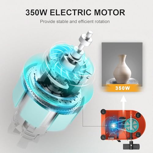 VAYOTOY Elektrische Töpferscheibe 25CM 350W Professionelle Töpferscheibe Formmaschine Keramik Clay Maschine mit Töpferwerkzeugen für Erwachsene, Töpferanfänger, Töpferstudio