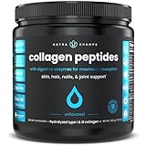 Collagen Peptides Powder - Enhanced Absorption, Double Hydrolyzed, Grass Fed, Keto Protein Powder with Vitamin C - Premium Supplement for Hair Growth, Skin, Nails, Joints & Bones, Unflavored