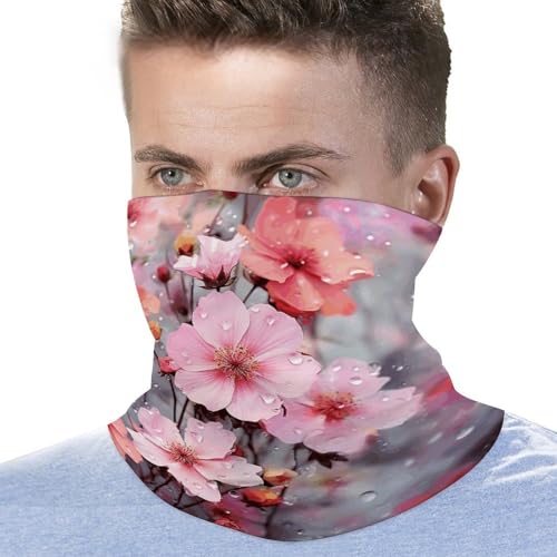 Neck Gaiter Face Mask Men Women, Beautiful Pink Flower Face Mask Scart Cover for Dust Wind Sun Protection3