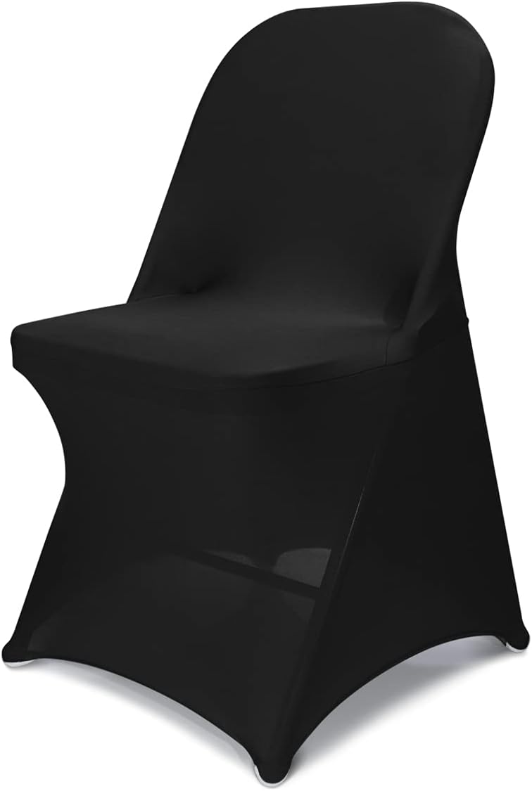 Spandex Folding Chair Covers Halloween Upgraded 10 PCS Universal Stretch Washable Fitted Chair Slipcovers Protector for Wedding, Holidays, Banquet, Party, Celebration (Black)