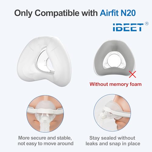 Image of Replacement Cushion for Airfit N20 Large, FSA HSA Eligible, 2-Pack Large Nasal Cushion - Reliable Seal & Cozy Fit for Enhanced Comfort, IBEET Mask Cushion for N20, Large
