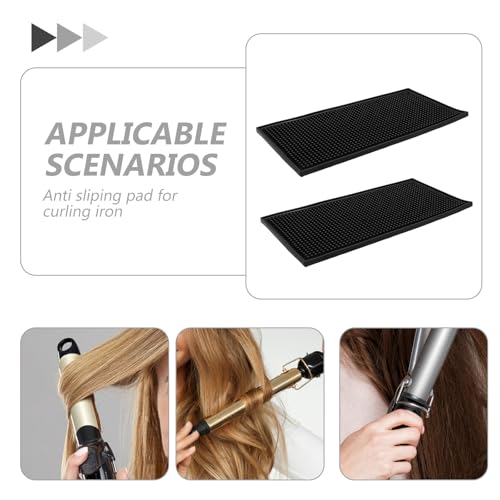2pcs Silicone Mat para Herramientas de Cabello: Almohadilla Resistente al Calor para Rizador y Plancha - Soporte para Herramientas Calientes para Encimeras y Viajes, Uso en Salón, 12" x 6" miniatura 5