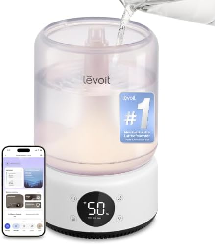 Levoit NeoClassic 450S leise für Schlafzimmer, Smart Luftbefeuchter | 21 dB, 4,2 L Top-Fill, leicht zu reinigen, Aroma Diffusor, 42 Std., für Babys & Pflanzen, App-/Sprachsteuerung