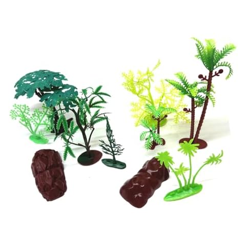 SWEET ONLINE DEAL 10 Pieces Model Rock Jungle Wide Trees Figurines with Base Cover