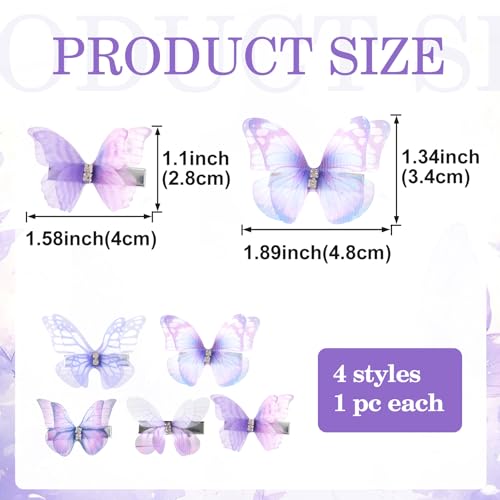 5 pinzas butterfly de organza para mujer moradas miniatura 2