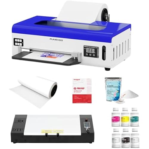 PUNEHOD DTF Printer A4 L800 with Roll Feeder and White Ink Circulatory System, DTF Transfer Machine for DIY Print Dark and Light Fabrics (A4 Printer+Oven)