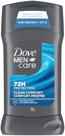 Dove Men+Care Clean Comfort 72H Antiperspirant Deodorant Stick for Men with Vitamin E and Non-Irritant Formula, 76g