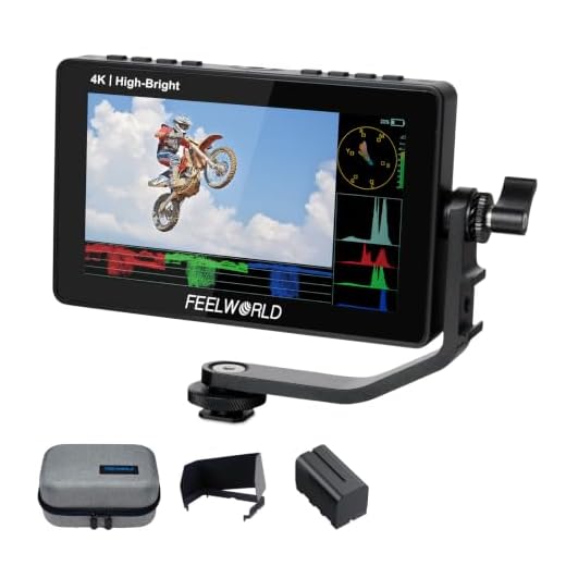 FEELWORLD F5 Prox 5.5 Inch 1600nit Field Camera Monitor Touch 4K HDMI 3D LUT Waveform for DSLR Mirrorless Camera Help Filmmakers Videographer Outdoor Accurate Focus and Expose with F750 Battery Bag