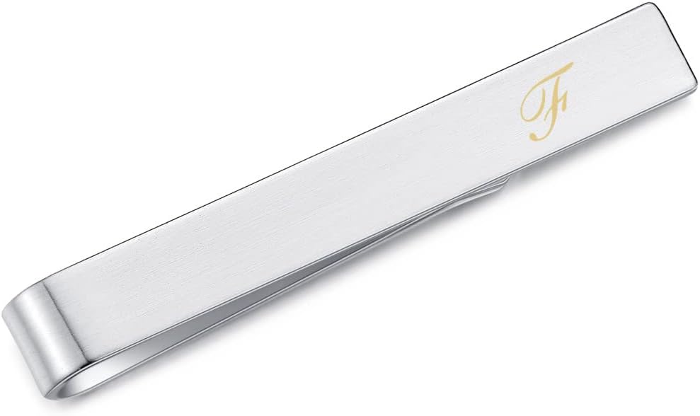 HONEY BEAR Initial Letter Tie Clip for Men Wedding Business Gift