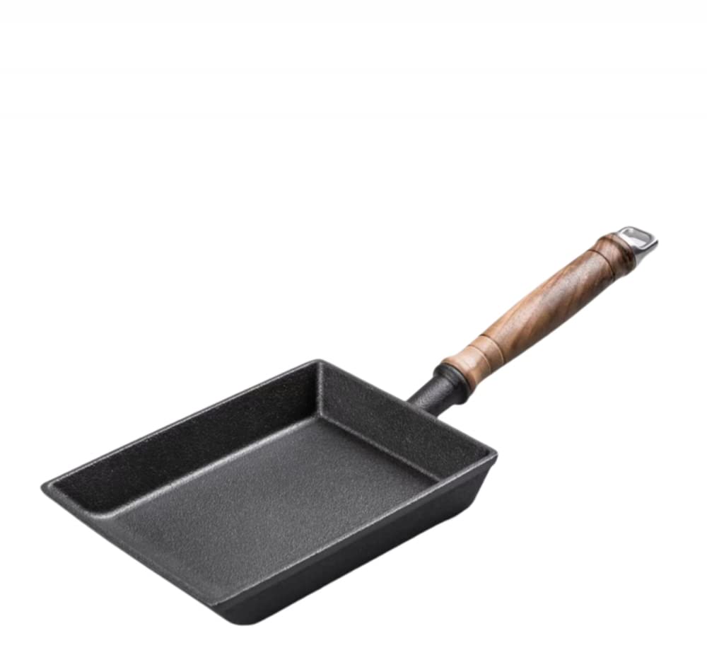 Patelnia Do Omletów, Mini Patelnia Żeliwna, Prostokątna, Japońska, Z Drewnianym Uchwytem, Niepowlekana, Do Szybkiego Śniadania, Tamagoyaki Wok