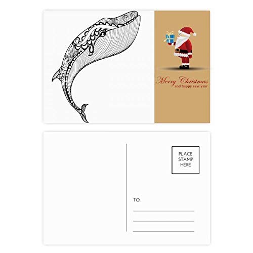 Cartes postales Père Noël Blue Whale lot de 20 illustrations vintage pour vœux de fin d'année