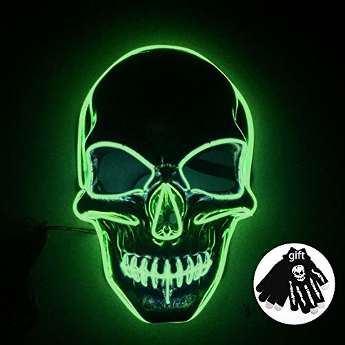 Halloween maske led leuchtmaske totenkopf maske skelett led maske mit totenkopf handschuhe für halloween kostüm dekorationen