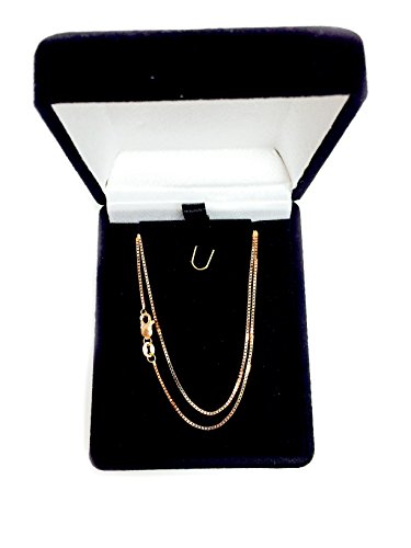 Jewelry Affairs 14K Rose Solid Gold Mirror Box Chain Necklace, 0.8Mm, 20" #TOP3