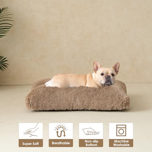 EHEYCIGA Fluffy Dog Crate Bed Medium, Calming Anti Anxiety Pet Bed Washable, Dog Mat Mattress for Crate with Anti-Slip Bottom - Image 4