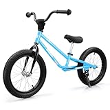 bicystar Kids Balance Bike with Real Rubber Air Tires - 16 Inch Big Kid Bicycle Ages 5-8, Adjustable Seat & Handlebars, Lightweight No Pedal Training Bike (Blue)