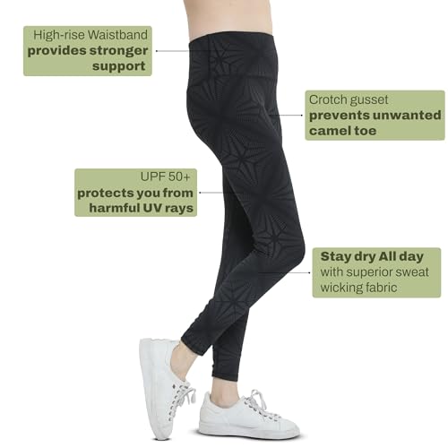 Image of High-Waist Workout Tights for Women - Breathable, Stretchable Activewear Leggings with UV Protection Stylish Sweat-Wicking Gymwear Perfect for Gym, Pilates, Yoga, and Fitness Enthusiasts
