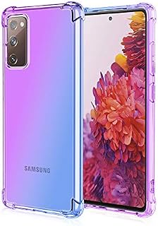 DEFBSC Gradient Case For Samsung Galaxy S20 FE 5G, Gradient Color Phone Case Ultra Slim Crystal Clear Protective TPU Bumper Back Cover for Samsung Galaxy S20 FE - Blue Purple