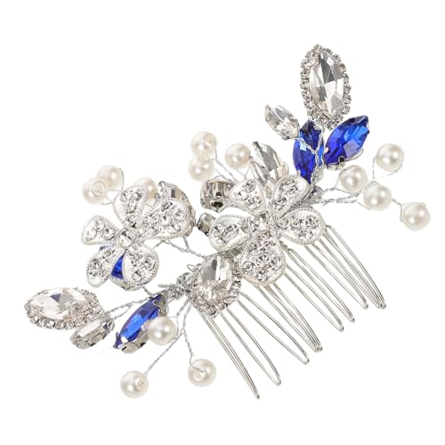 NUOBESTY ガラスラインストーンとパール付きヴィンテージウェディングヘアコーム 結婚式用サイド髪飾り 花嫁花婿介添人向け多様な髪型対応