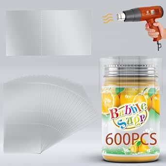 600Pcs Shrink Wrap for Bottles Bands Jars - Clear Heat Shrink Bottle Seals for Essential Oil Bottle, Dropper Bottle and Test Tube Bottle Cap