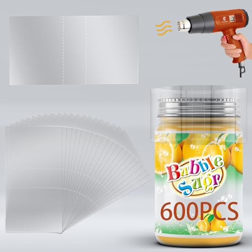 600Pcs Shrink Wrap for Bottles Bands Jars - Clear Heat Shrink Bottle Seals for Essential Oil Bottle,...