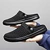 HYDLONGR Men's Women's Summer Flat Sole Light Weight Breathable Mesh Quick Dry Beach Slippers Anti-Slip Garden Sandals Clogs Shoes Indoor Outdoor Black 8 UK #5