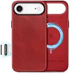 SHIELDON – SHIELDON Lederhülle für iPhone Air 6,5" 5G 2025, Retro Rot