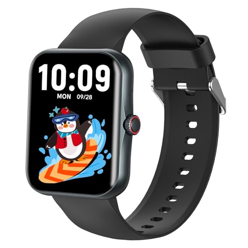 Alutoria Smartwatch Kinder, Kinder Telefonuhr Sport Fitness, 1,83 Zoll HD-Touchscreen, Benachrichtigungen Nachrichten, Fitness-Tracker für Jungen, Mädchen und Teenager, Glänzendes schwarz